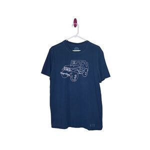Life Is Good Men's Blue T-Shirt Jeep Graphic Print Size M Short Sleeve